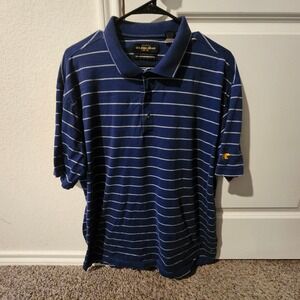 Golden Bear Golf Mens Blue Striped Polo XL 100% Mercerized Cotton Embroider Bear